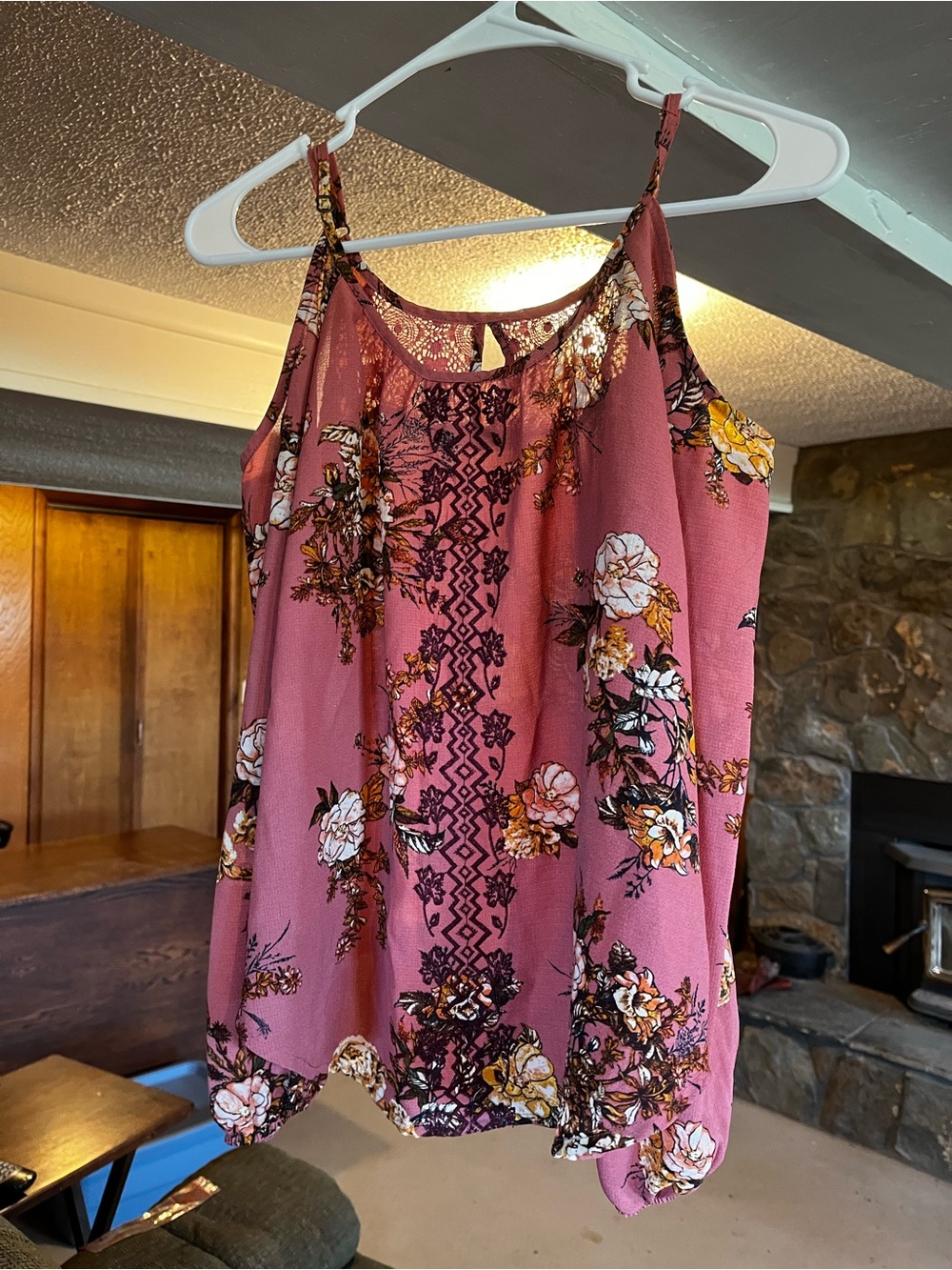 Rewind Dusty Rose Floral Spaghetti Strap Tank Top